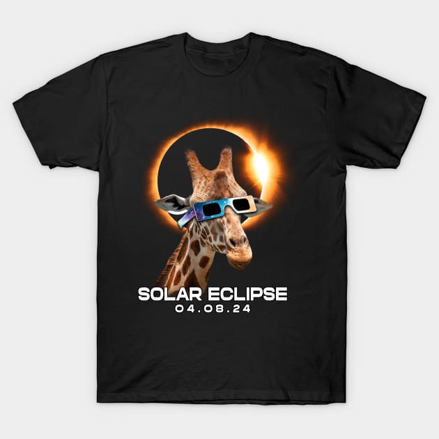 Giraffe Gazing: Witnessing the Solar Eclipse in Style Tee T-Shirt by ArtByJenX